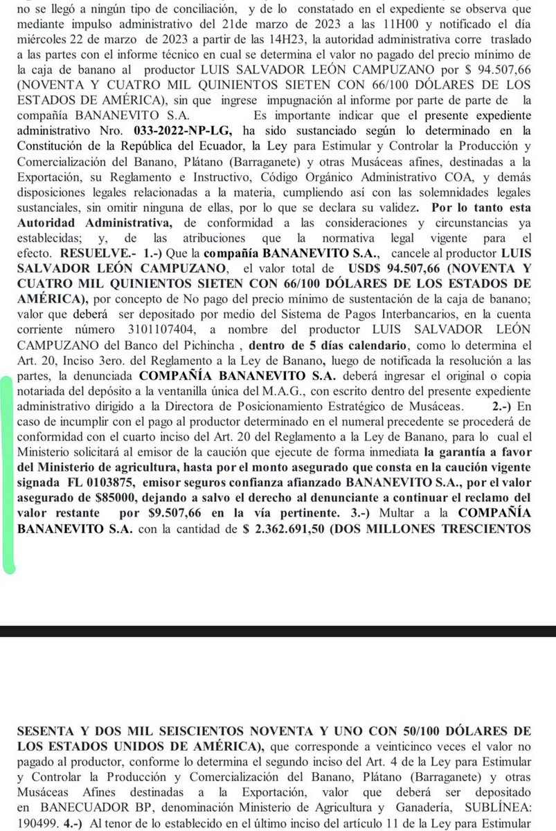 andrealeonj's tweet photo. Sin embargo, debo mencionar que se caducó una caución de $300.000 en febrero y solo existe una caución vigente por $85.000 dejando en litis pendencia los derechos del productor al cobro total de las cajas evadidas por $94.507,66, por ser la garantía insuficiente. https://t.co/GGmoBTWjAE