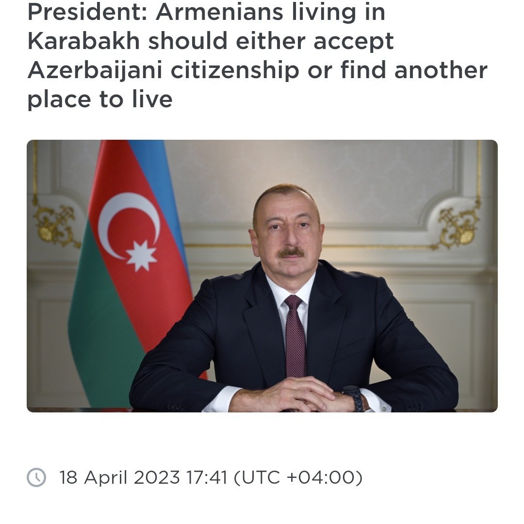 algalitsky's tweet image. "Submit or die" isn't something someone who wants peace says.

Aliyev is a war criminal.

Azerbaijan is a terrorist state.