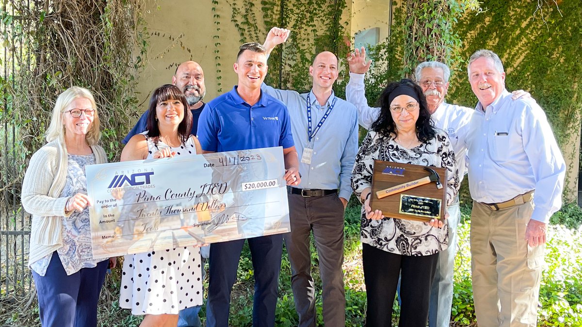 Thank you <a href="/AZConstrTrades/">ACT</a> for your generous gift of $20K to the Pima JTED Foundation to purchase tools for our JTED Construction programs throughout the county! This gift is making a significant impact on the lives of students who are preparing to enter the trades #Dowhatyoulove