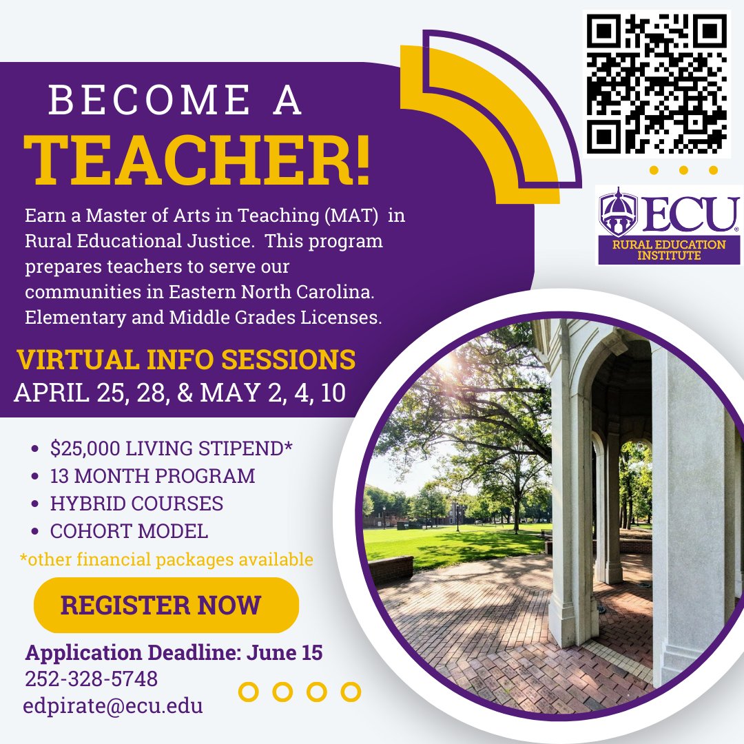 Announcement! Sign up for a virtual information session for our new edPIRATE MAT. The application fee will be covered for anyone who attends one of these information session, and additional financial incentives are available for anyone who applies by June 1, 2023.