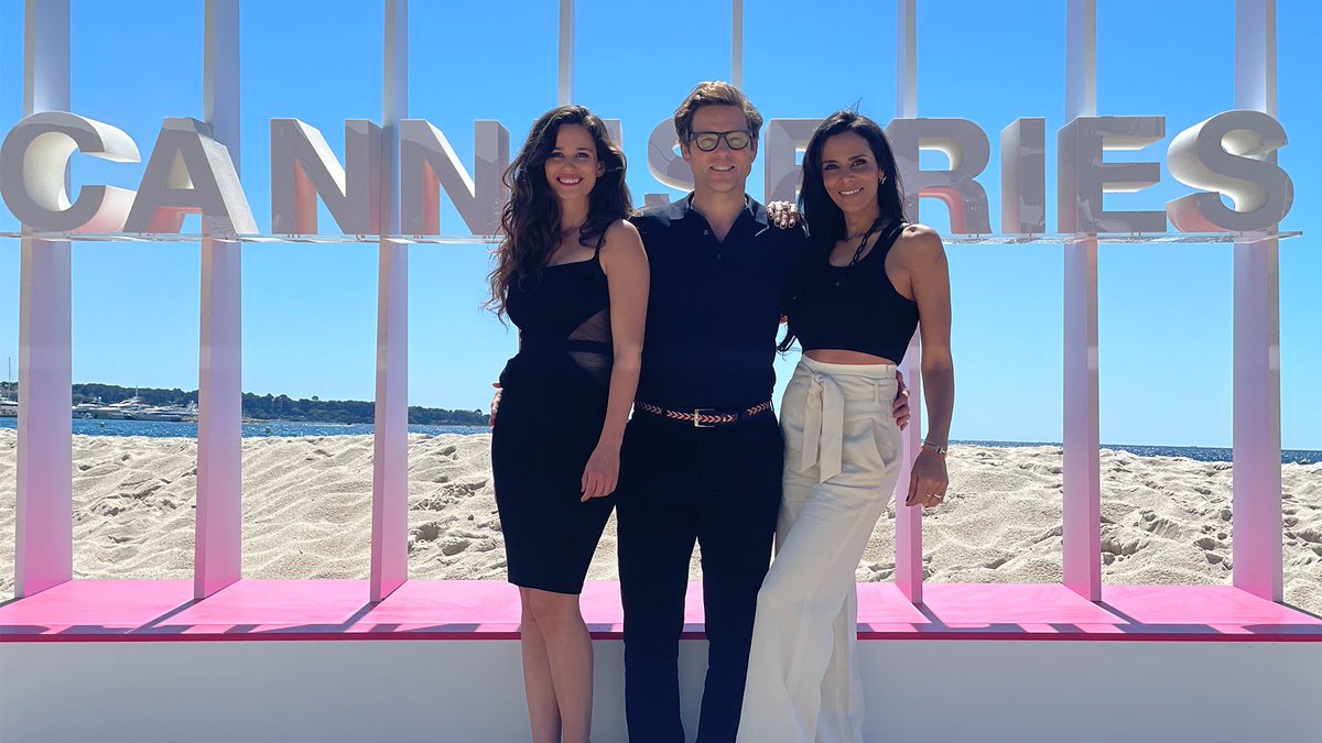 AcornTV's tweet photo. Cannes Confidential takes the pink carpet!

We had a fantastic time at the #Canneseries Festival this weekend to premiere our upcoming Acorn TV Original. 
Get ready, Cannes Confidential is coming to Acorn TV this summer ☀️ https://t.co/nnHF3Xb1DQ