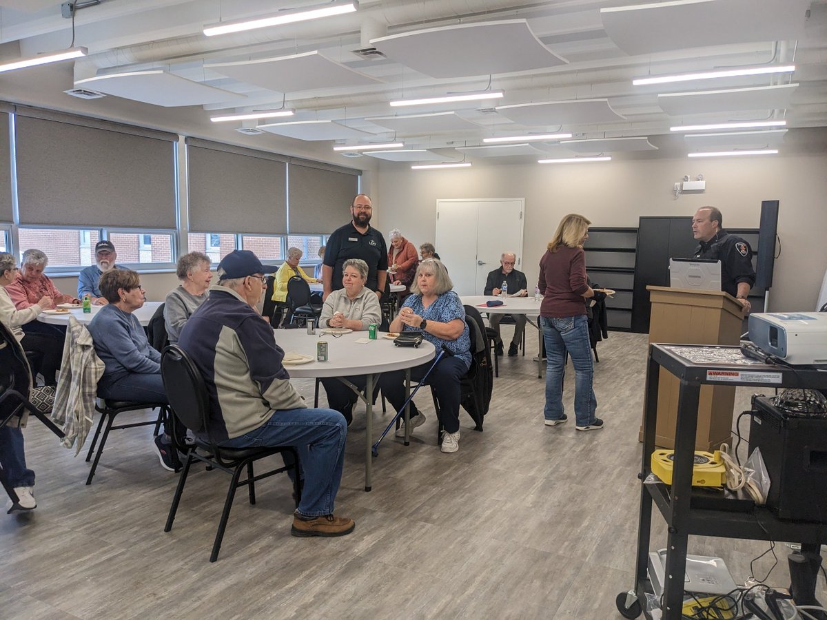 wpsSean's tweet photo. @WindsorPolice talking to seniors about Fraud today in Amherstburg. This seminar was sponsored by @LibroCU #seniorsafety #seniorfraud https://t.co/PQUjUrpeCG