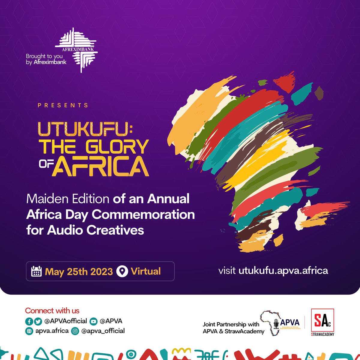 APVAofficial's tweet photo. "Utukufu" is here! 

The event will feature inspiring speeches, networking opportunities, and prizes worth up to $2000. 

Don't miss out on this celebration of African creativity and culture. 

#APVA #Utukufu #AfricaDay #spokenwordartists #awards #apvanomination. https://t.co/gQyFMohiWy
