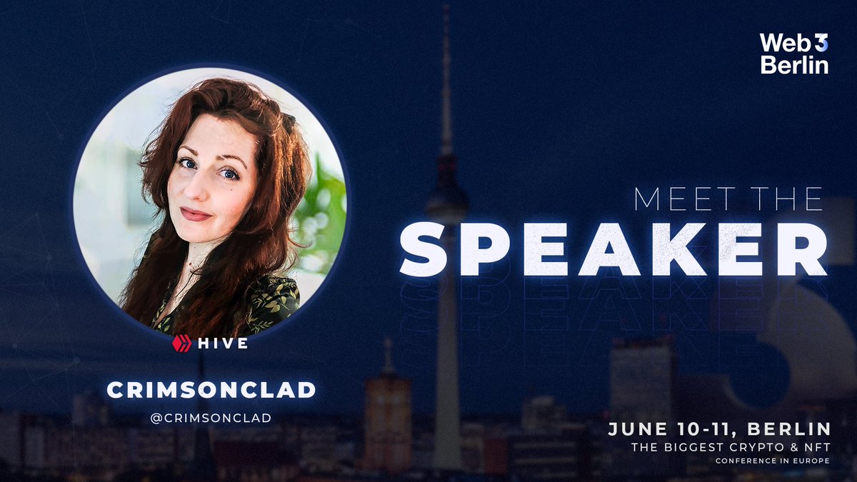 👏 Excited to announce <a href="/crimsonclad/">crimsonclad</a> as a new speaker at #Web3Berlin!

🎙️ As a founding community leader, developer, and educator in the <a href="/hiveblocks/">Hive</a> blockchain ecosystem, Crimsonclad brings unparalleled expertise to the table.

💡 Her insights are not to be missed!
