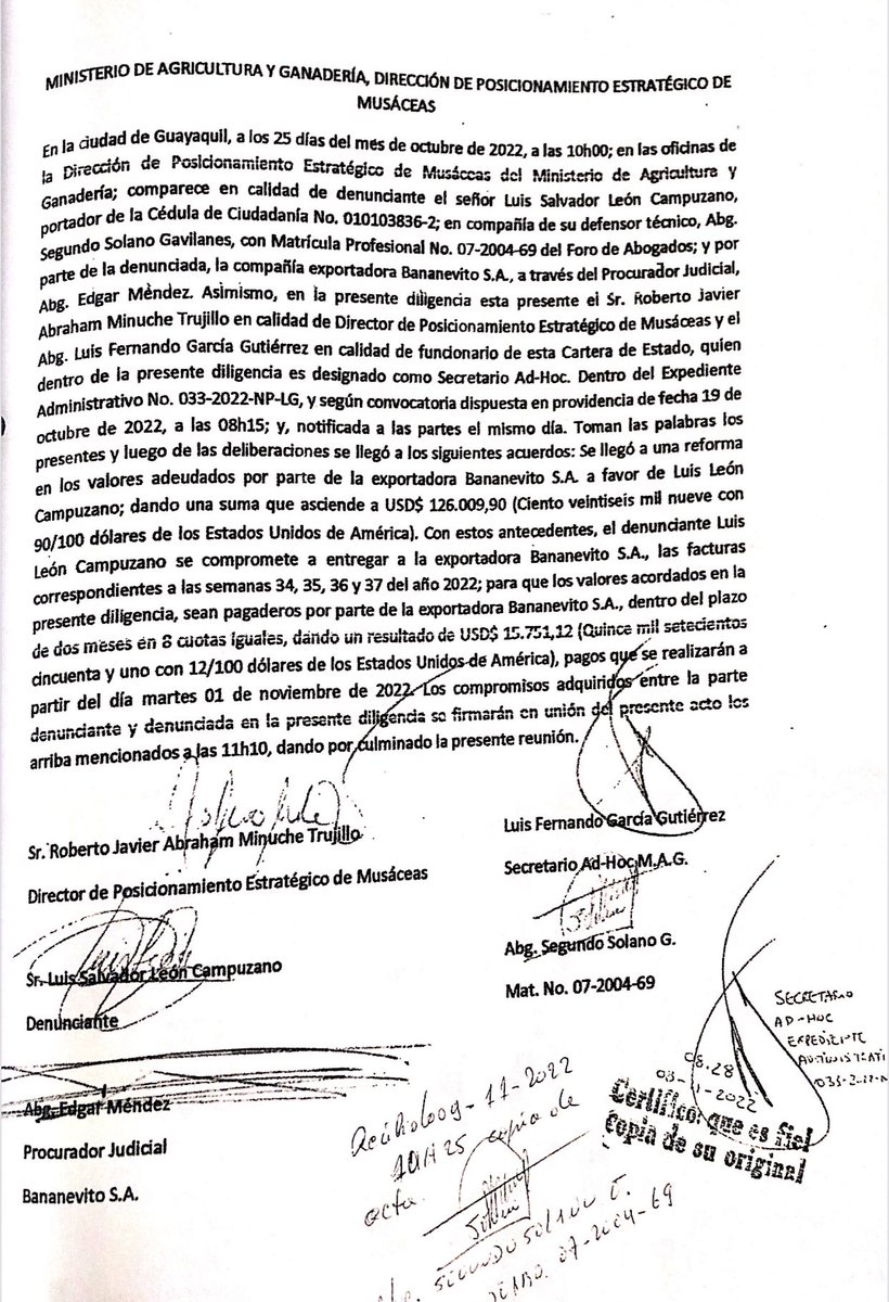 andrealeonj's tweet photo. También mencionar que Abogados de #Bananevito aceptaron la evasión del pago de las cajas de las semanas 33 a 37 de 2022, comprometiéndose a hacer pagos semanales que incumplieron en burla de la Ley, por lo que #Bananevito tiene 5 días para cumplir con resolución de la autoridad. https://t.co/Dr48wemhch