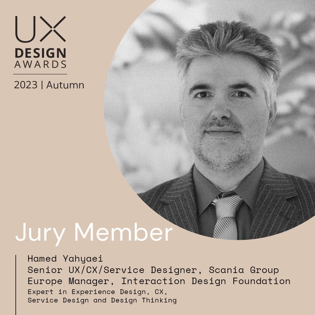 uxdawards's tweet photo. Excited to announce that Hamed Yahyaei, a senior UX, CX, and service designer at @ScaniaGroup will join the jury panel for the UX Design Awards – Autumn 2023! Read more about our jury: https://t.co/1QKpXGm3lj
@idzberlin #UXDA23 https://t.co/wGDCbgWejc