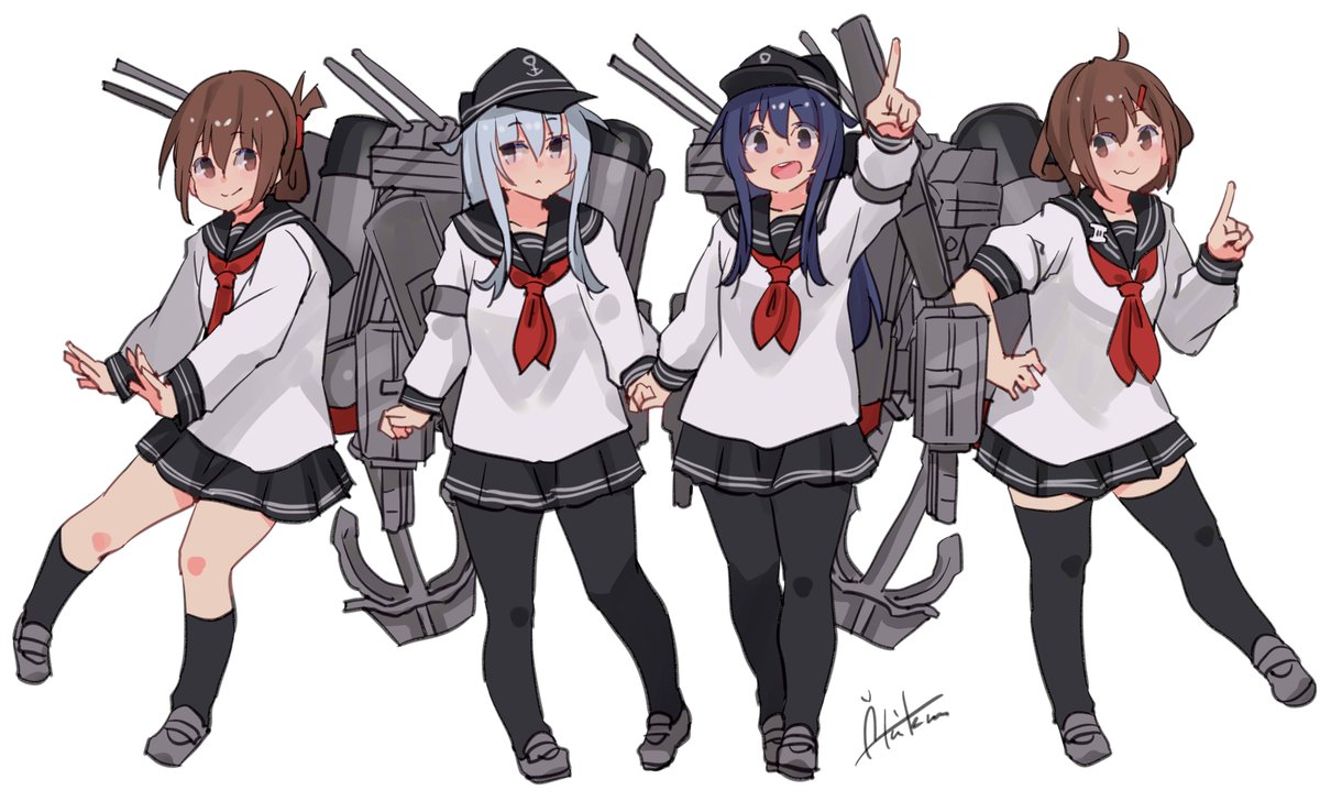 艦これ「『第六駆逐隊』#艦これ #電 #響 #暁 #雷 」|あき缶@inicaのイラスト