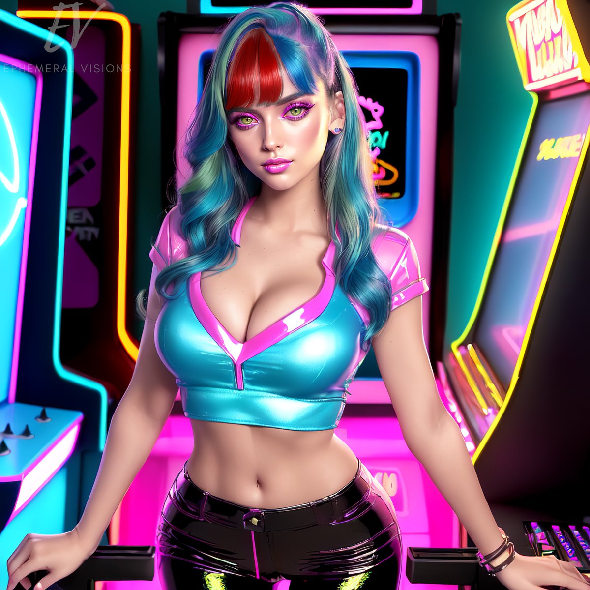 Ephemeral_Vis's tweet photo. What's your favourite video game?
#arcade #arcadegames #arcademachine #retro #retrostyle #retrogames #retroaesthetic #retrofashion #retroart #retroartist #retroartwork #retroartstyle #cyberpunk #synthwave #vaporwave #aiart #aiartshow #aiarts #aiartstagram #stablediffusion https://t.co/ftZ7oMZjHZ