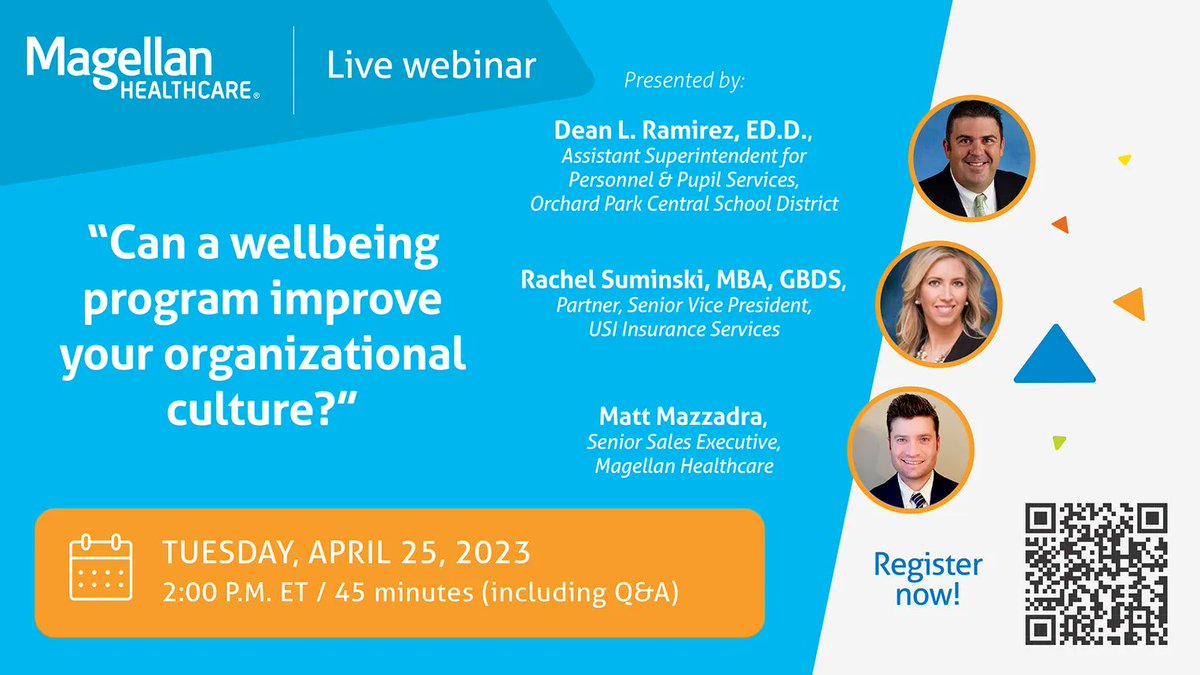 How do you build a culture where employees feel valued? Join us to hear how one client successfully launched a wellbeing program. Don’t miss it – Tues., 4/25 at 2:00 pm ET.

Register now: buff.ly/3Z5IOuJ 

#MagellanHealthCare #eMbrace #Wellbeing #Culture #MentalHealth