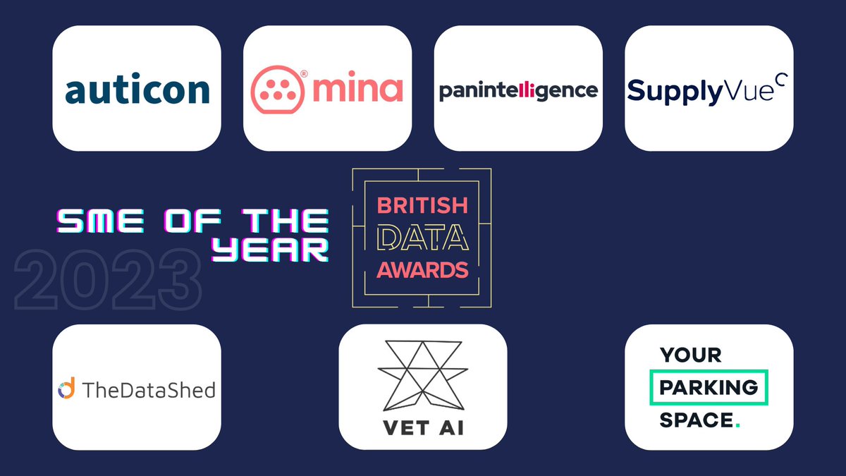Congratulations to the seven British Data Awards 'SME of the Year' 2023 Finalists. We'll be celebrating our Finalists and announcing the Winner at the British Data Awards ceremony taking place in May!