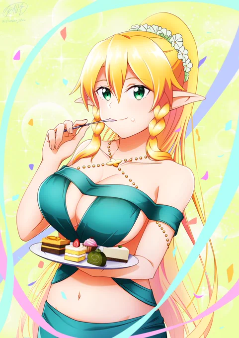 最推しのリーファちゃんハッピーバースデー!今年ももちろん描いた!いつまでも大好きだーー!(*'ч` *)モグモグ#リーファ誕生祭2023#4月19日はリーファの誕生日#SAO 