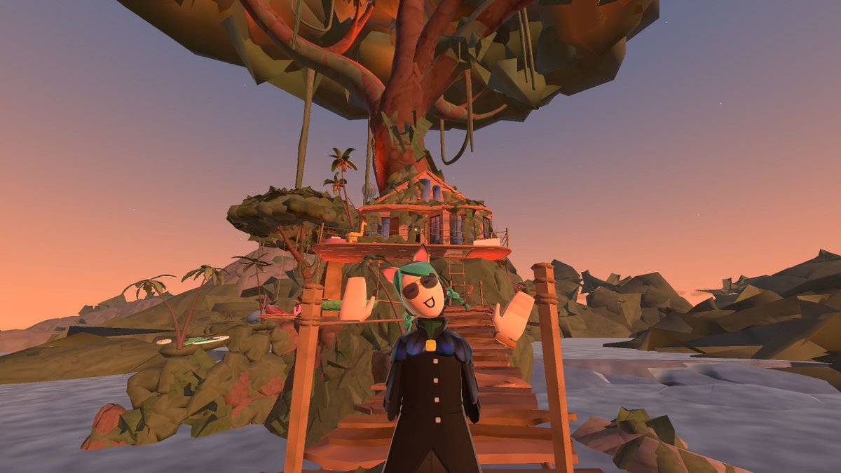 TarapeuticVR's tweet photo. This lovely map is called Songbird Peak and it's got everything that I love - scenic views, parrots flying around, waterfalls, and great music! It's an entry for the #rhythmandrooms #recroom contest so definitely check it out here! https://t.co/L57aoHnFRt https://t.co/TRXGsVoKW9