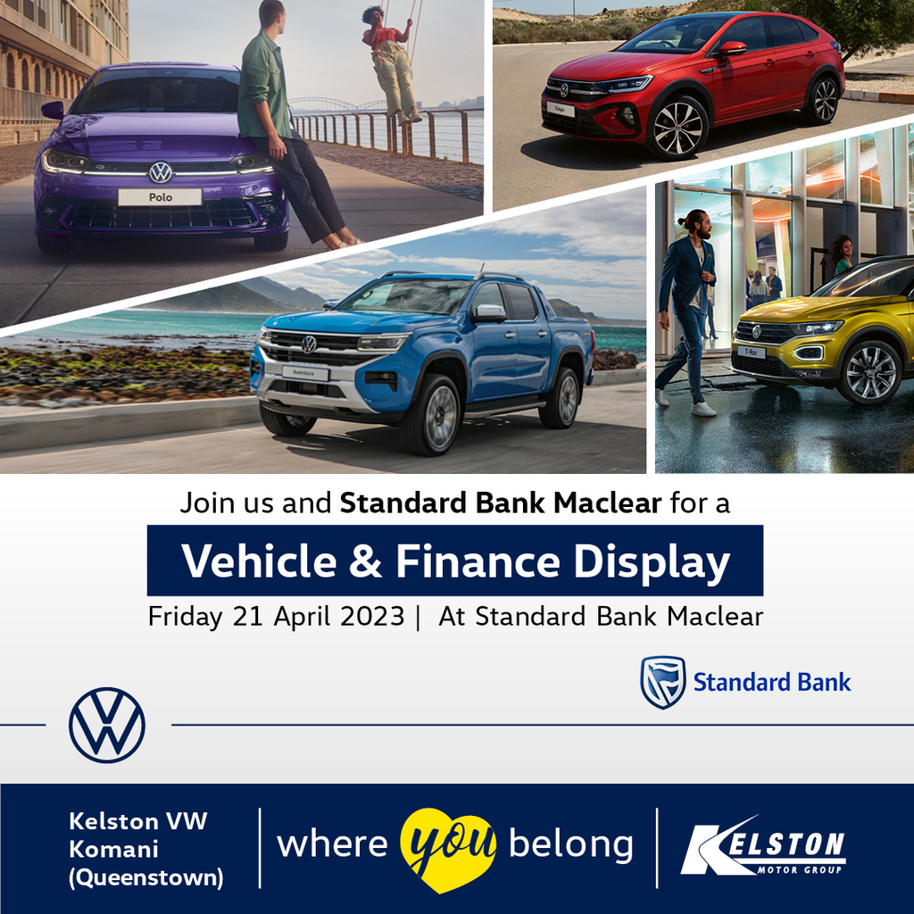 QueenstownVW's tweet photo. Join us for a Vehicle &amp; Finance Display at Standard Bank Maclear - Friday 21 April 2023.
See you there! 🏃🏃🏃 https://t.co/E6cNO20cgt https://t.co/pt6CBdd0T5