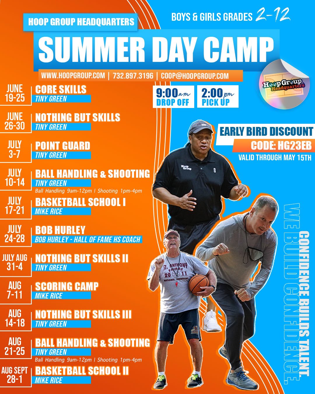 Hoop Group HQ on Twitter: "EARLY BIRD CAMP SALE: . Want to improve your  game?!?! Be here this Summer. HGHQ Summer Camps with Tiny Green, Mike Rice  &amp; Bob Hurley ‼️🏀👊🏼 @TinyGreenNBS @