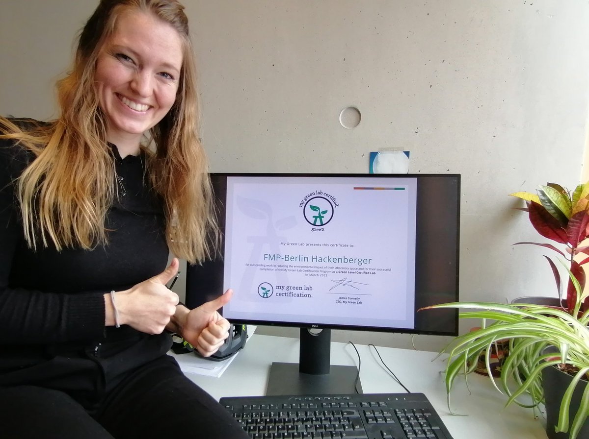 The Hackenberger Group (@phosphorusfive) on Twitter photo Resist the urge to print! We are excited to share that our lab is now certified by <a href="/My_Green_Lab/">My Green Lab</a> as part of their #MyGreenLabCertification!
Thank you for the tips and recommendations towards #LabSustainability and thanks to Sarah, our amazing green lab representative! <a href="/LeibnizFMP/">FMP Berlin</a> Resist the urge to print! We are excited to share that our lab is now certified by <a href="/My_Green_Lab/">My Green Lab</a> as part of their #MyGreenLabCertification!
Thank you for the tips and recommendations towards #LabSustainability and thanks to Sarah, our amazing green lab representative! <a href="/LeibnizFMP/">FMP Berlin</a>