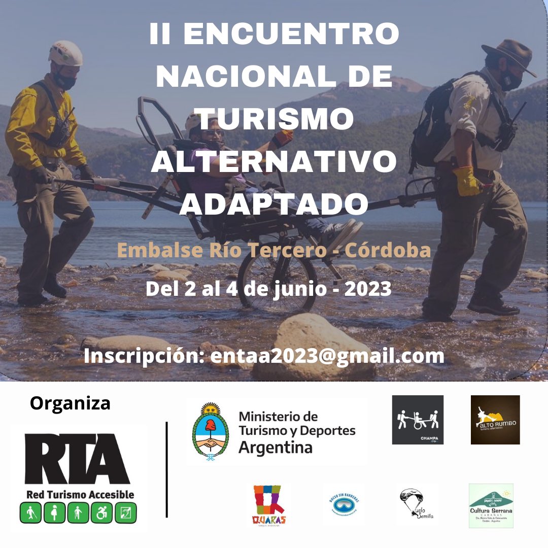 Ya está abierta la inscripción para el II Encuentro Nacional de Turismo Alternativo Adaptado, del 2 al 4 de junio de 2023 en Embalse Río Tercero. 

Para más info: entaa2023@gmail.com