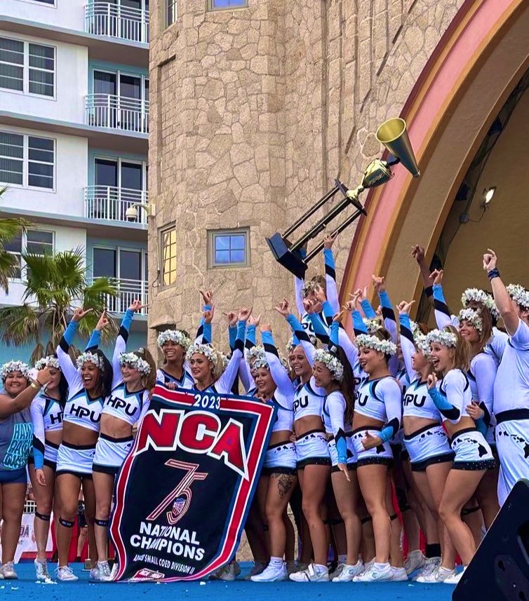 AvaAcheson's tweet photo. Mahalo🌺🤙🏽to everyone that cheered us on!! Nothing better than coming back to Hawaii with one of these… #nattychamp #sharkfest #hpucheer #ncacollegiatechampion https://t.co/GnjGOQM227