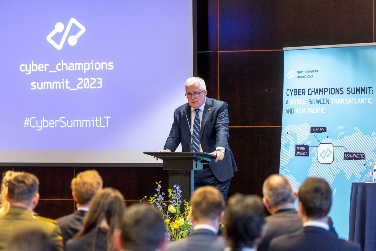a_anusauskas's tweet photo. Today in Vilnius I welcomed guests from four continents at #CyberSummitLT. Cyber challenges are emerging every day, it's the right time for all of us to share our views on cyber threats and identify the best ways to address them. https://t.co/7V7Bcm0Y0j