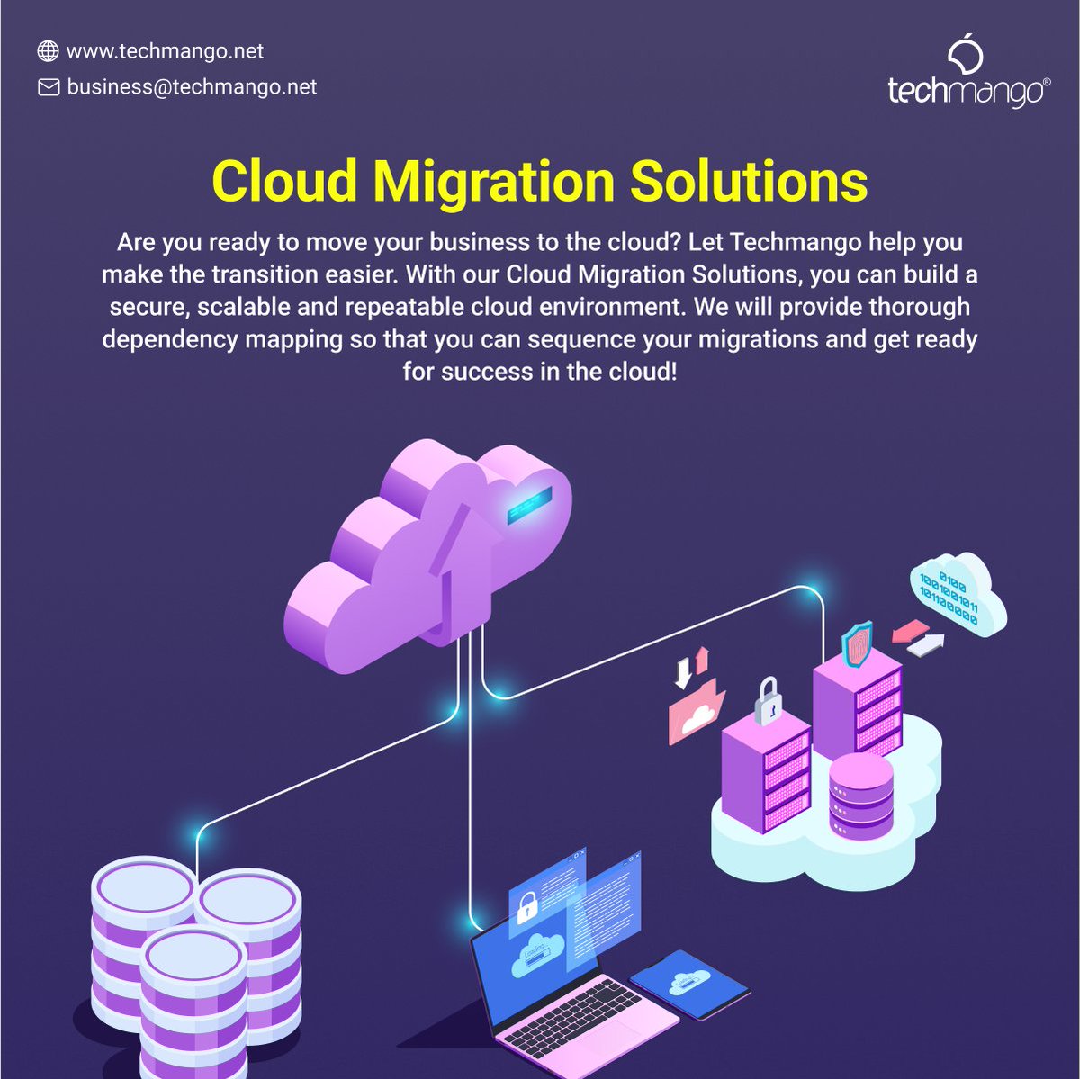 TechmangoS's tweet image. Cloud Migration Solutions
Are you ready to move your business to the cloud? Let Techmango help you make the transition easier. With our #CloudMigrationSolutions, you can build a secure, scalable, and repeatable cloud #environment.
👉bit.ly/40i9sRx
#techmango #cloud
