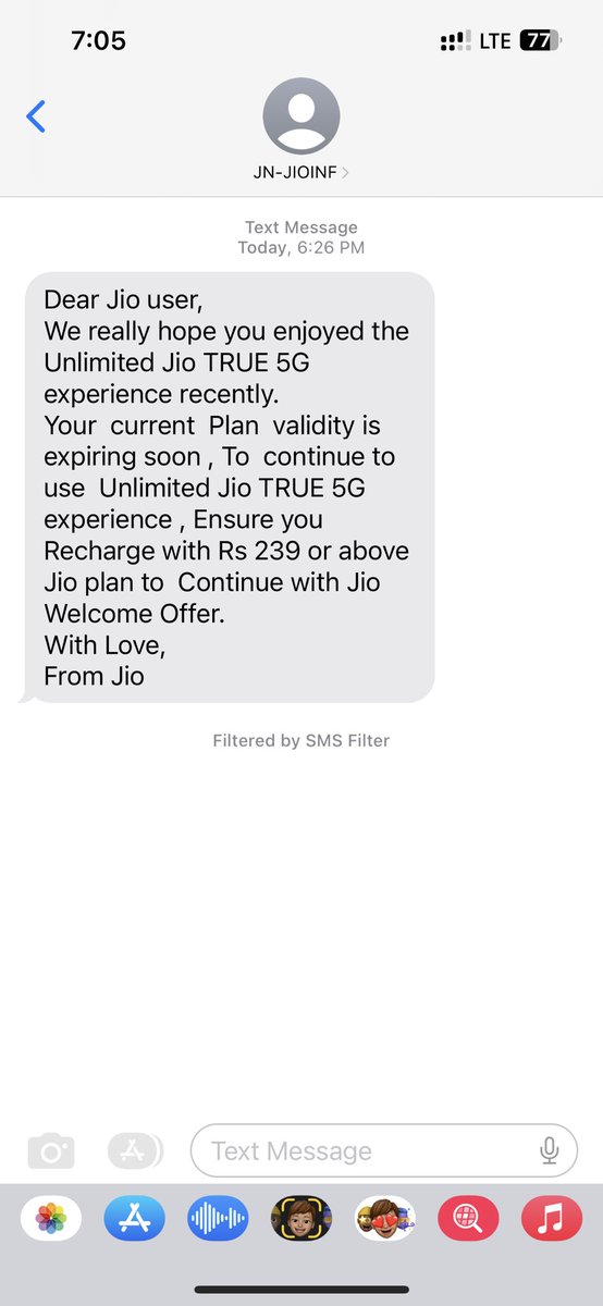 friet23's tweet photo. Hello! @JioCare you are promoting #jio5g in my area through SMS along with recharging amount, but in my locality we are not covered under #jio5g https://t.co/TPeWQMr5nf