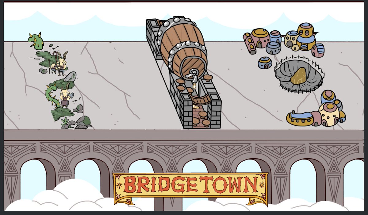 Today's Bridgetown One-Shot:

Players enter Gruffholm. They meet Gladwyne the Tinkerer and play Gruff Games.

Then they pass through the Gate of Libations and must drink Mossling Bitters!

Lastly they join the Rock Festival at Craterton.

Create your own at technicalgrimoire .com