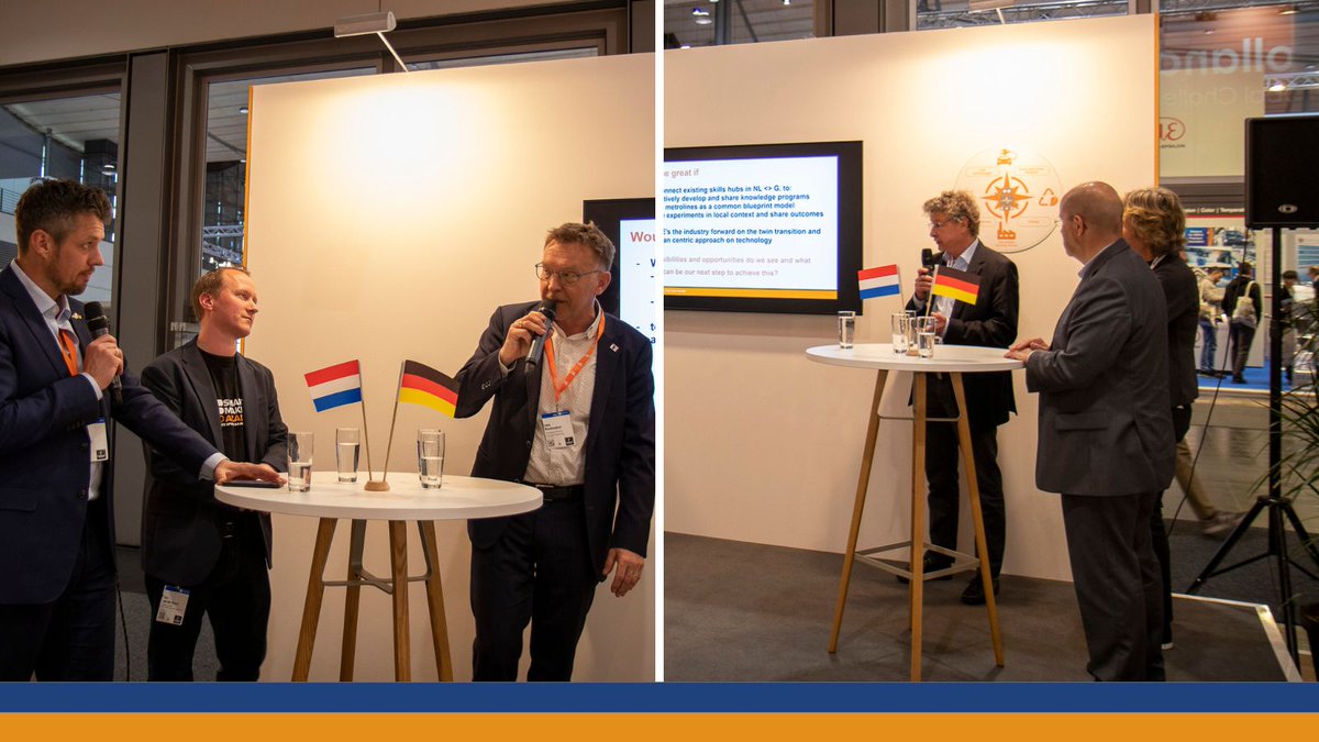 Welche Kompetenzen werden für einen auf den Menschen ausgerichteten Ansatz für eine grüne und intelligente Transformation der Industrie in Europa benötigt? Erste Ideen für eine konkrete Zusammenarbeit werden im Holland High Tech Pavillon diskutiert. #HM23