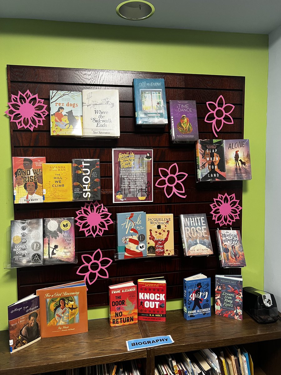 April is National Poetry Month! 
You can have a great time celebrating the month of rhyme- 
just take a look at our poetry books! 
Or check out our novels written in verse- be sure to get your hands on them first📝📚