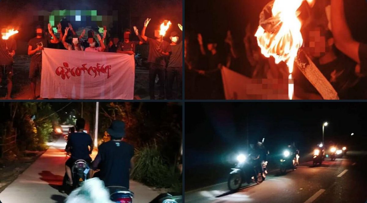 TTFR__Myanmar's tweet photo. Pro-democracy people from Thayetchaung Tsp, rallied and staged their rejection towards military dictatorship today.   #WarCrimesOfJunta #2023Apr18Coup #WhatsHappeningInMyanmar https://t.co/rZqYVEEKWx