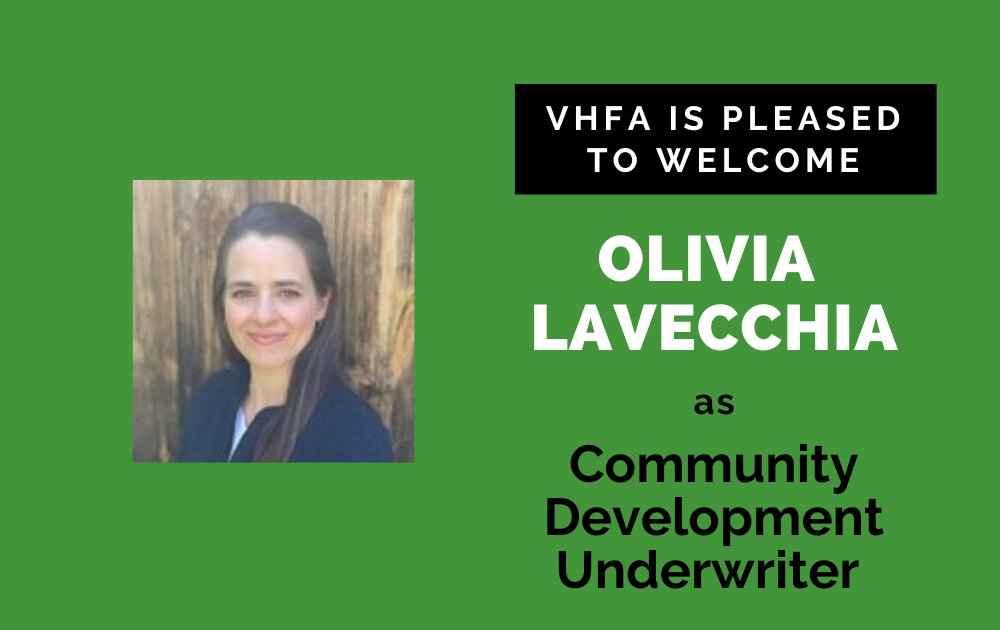 Olivia LaVecchia of Burlington has joined VHFA as Community Development Underwriter. She is currently completing her Master's Degree in City Planning at UC, Berkeley and was VHFA’s Vermont Housing Fellow in the fall of 2022.  Welcome, Olivia! vhfa.org/news/blog/oliv…