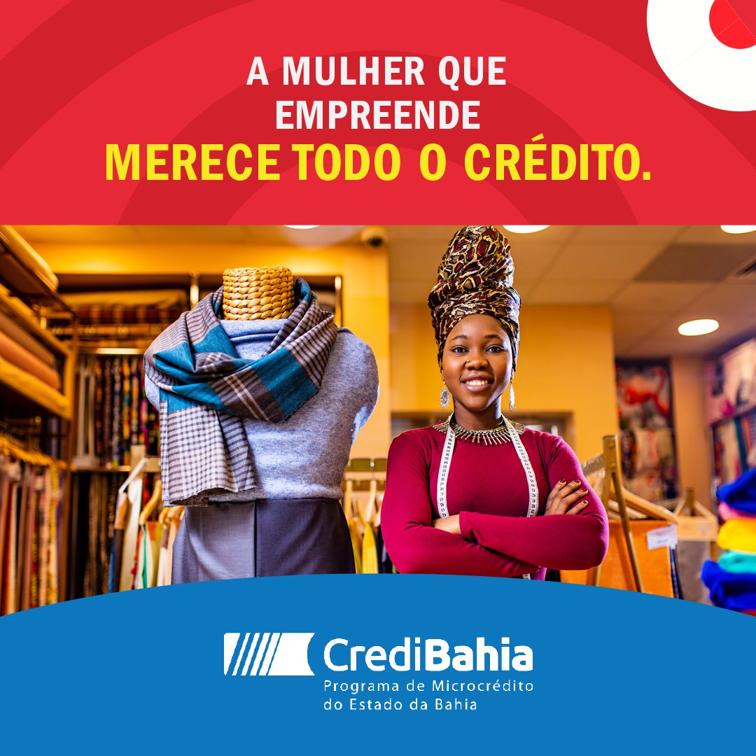 Desenbahia's tweet photo. CrediBahia Mulher: procure um posto de atendimento do CrediBahia da sua cidade para obter seu microcrédito. Acesse o site para saber mais: https://t.co/5fV4XgACwa https://t.co/GuYiNyseXd