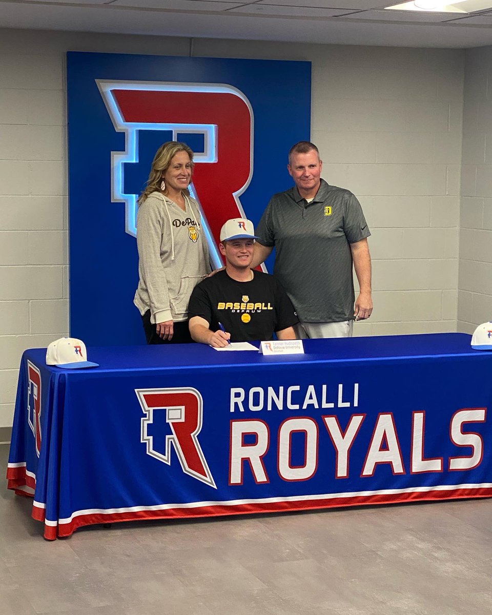 Roncalli_Base's tweet photo. Proud of @TannerHudspeth as he signs his letter of intent to continue his athletic &amp; academic career at DePauw University. Dedication, hard work &amp; perseverance pays off 💯 Excited to watch him compete this 2023 high school season &amp; throughout his college career. https://t.co/TzXBot5kK6