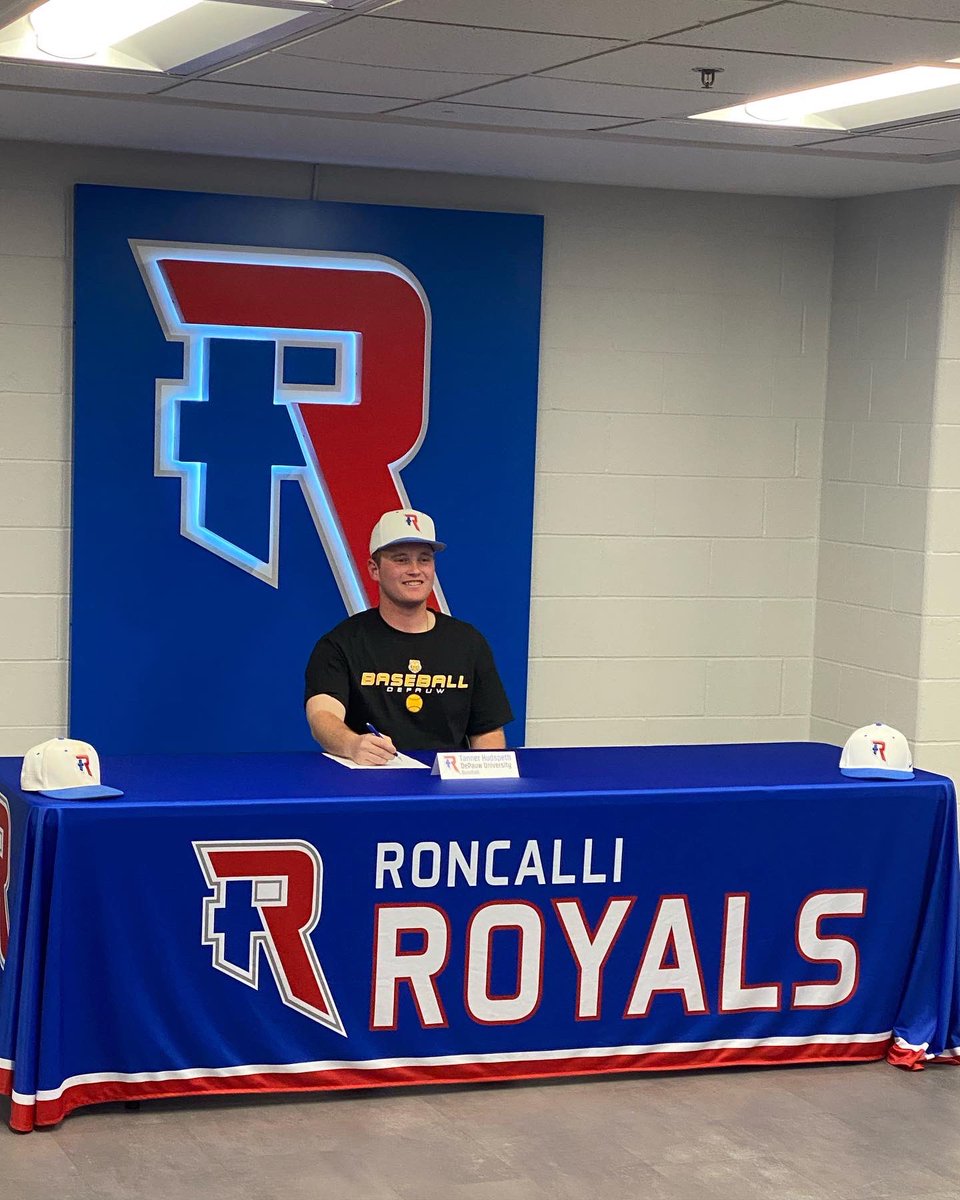 Roncalli_Base's tweet photo. Proud of @TannerHudspeth as he signs his letter of intent to continue his athletic &amp; academic career at DePauw University. Dedication, hard work &amp; perseverance pays off 💯 Excited to watch him compete this 2023 high school season &amp; throughout his college career. https://t.co/TzXBot5kK6
