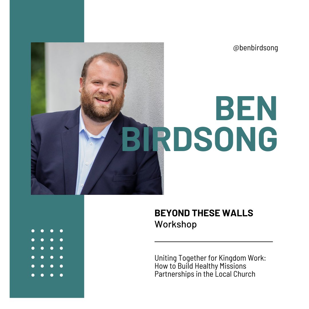 Ben Birdsong serves as a writer, speaker, and minister.

Sign up for Ben's workshop today by purchasing your ticket to the Beyond These Walls mission conference!