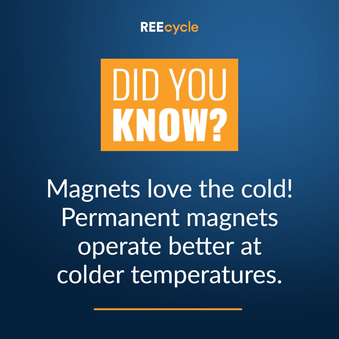 ReecycleInc's tweet image. In fact, molecules within magnets move slower because they have less kinetic energy so there is less vibration within the magnet’s molecules. This allows for a more concentrated magnetic field that strengthens the magnet.
#DIY #neodymium #reecycle #permanentmagnet #rareearths