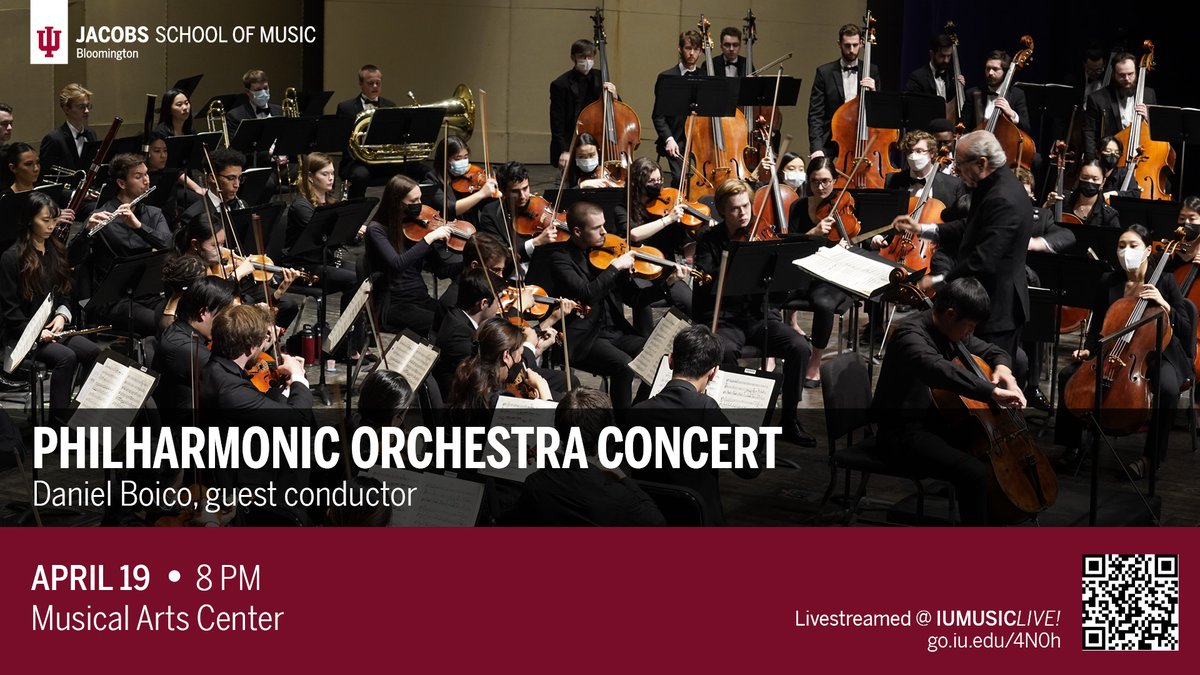 IUMusicLive's tweet photo. Up next is the Philharmonic Orchestra! Baniel Boico will be conducting as the ensemble performs Ellington/Collier's "The River" and Bartók's "Piano Concerto No. 2". We'll be streaming the show LIVE out of the Musical Arts Center  beginning @ 8 PM ET.
~
https://t.co/AjEYd1ovDi https://t.co/oPhBWcoI7h