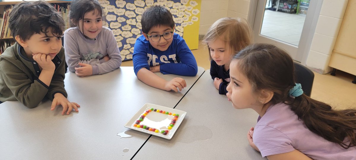 SarahHassoun4's tweet photo. The Skittles Experiment! Instead of eating the rainbow we are making our own! @gecdsbCyclones #kindergarten #science https://t.co/HGuvWLs5tK