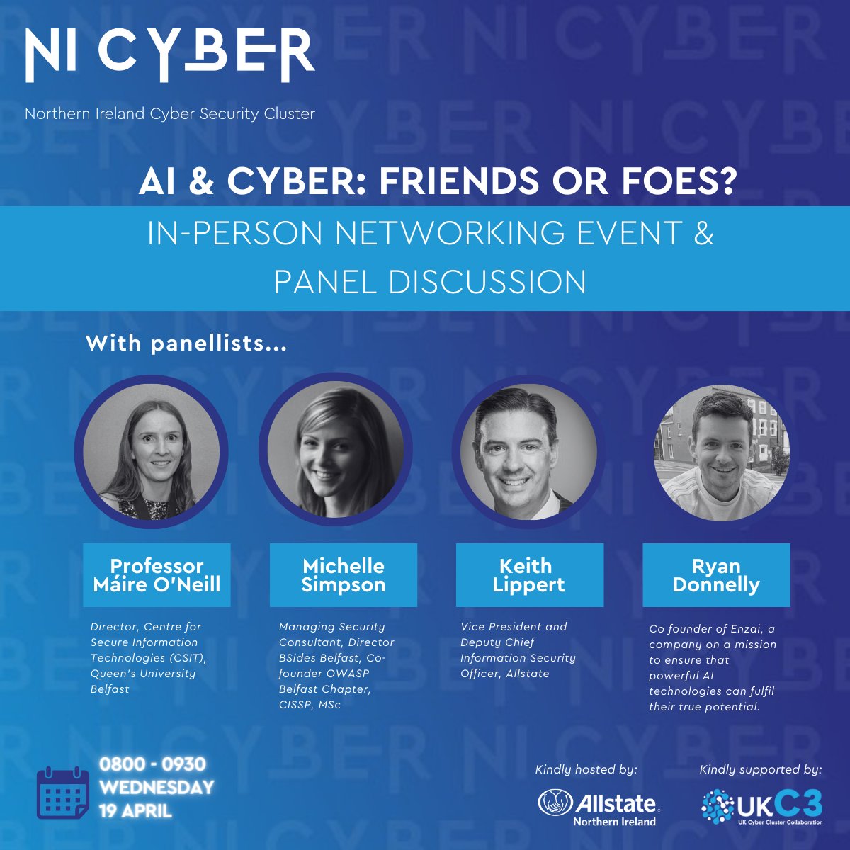 NICyber's tweet photo. Delighted to welcome @joekennedy to our networking breakfast &amp; expert panel session tomorrow. Also @HeadNICS Jayne Brady. Kindly hosted by @AllstateNI &amp; supported by @UKcyber3. Couple of (free) tickets left: https://t.co/nHn85of8vc https://t.co/gMCEnCiRMZ