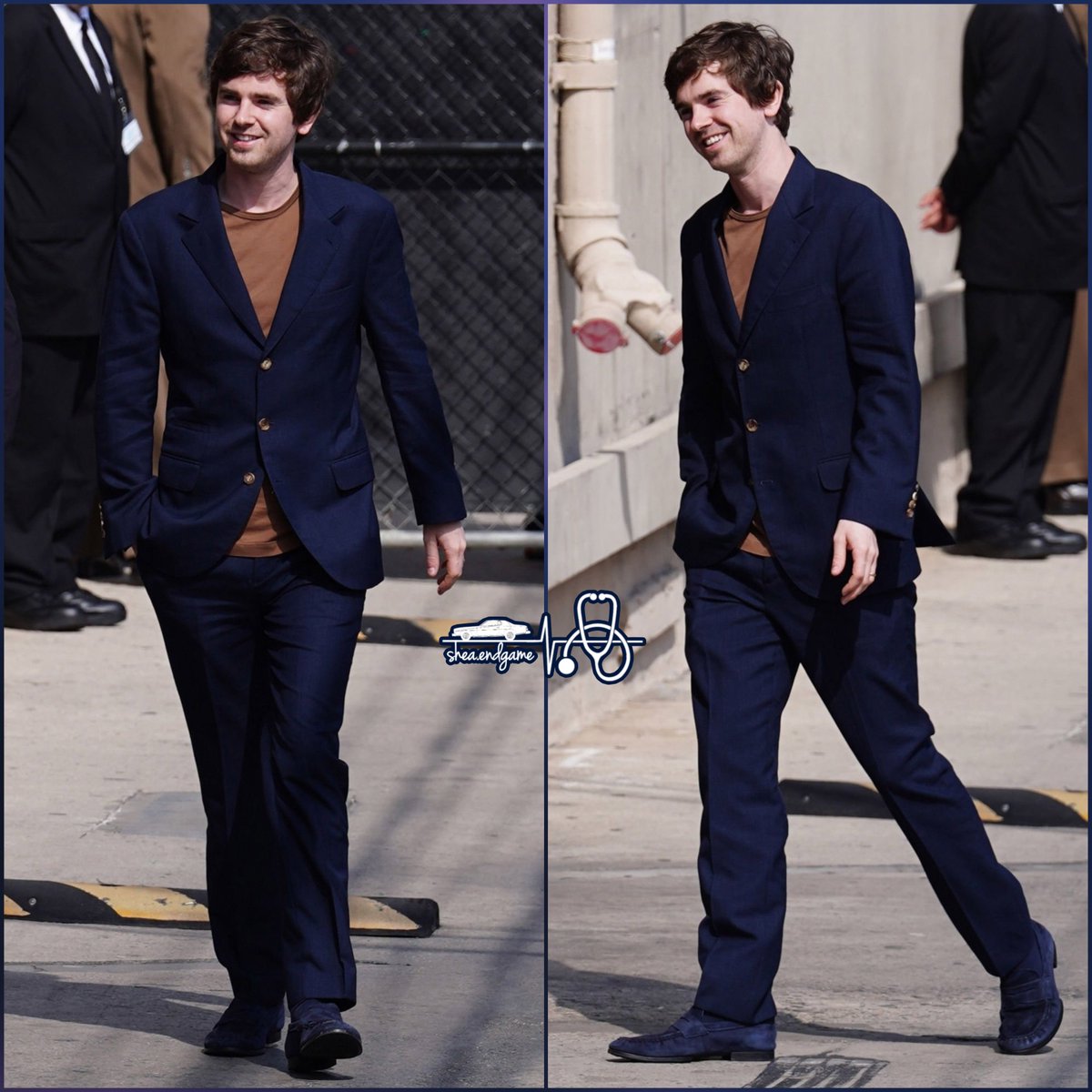 EndgameShea's tweet photo. Freddie Highmore in Los Angeles for Jimmy Kimmel Live 📺🙌🥳

📸: Getty Images 

#FreddieHighmore #TheGoodDoctor #ShaunMurphy #JimmyKimmel #JimmyKimmelLive #Interview #arrival #LosAngeles https://t.co/ad5NgwR3FA