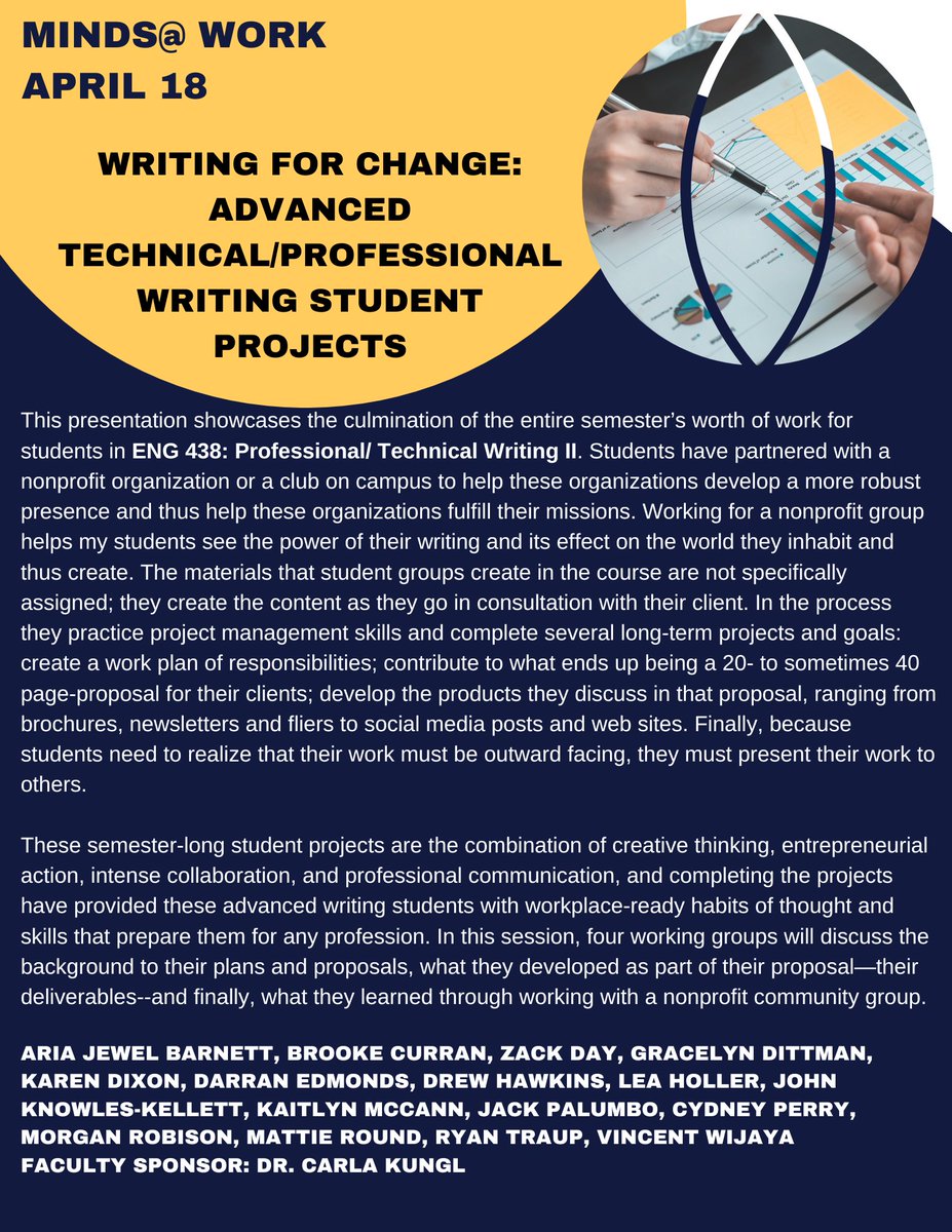 ShipEnglish's tweet photo. Come out out to the Minds@Work conference today and see these amazing Ship English panels and presentations! #studentresearch https://t.co/kJLpf1CA65