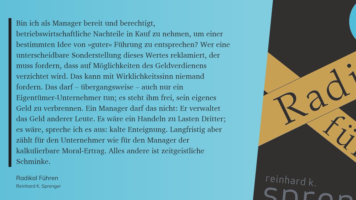 Wer auch Bücher liest, bei denen man nicht jedem Gedanken zustimmen muss, findet bei Reinhard Sprenger einen ganzen Strauß konstruktiver Irritationen.