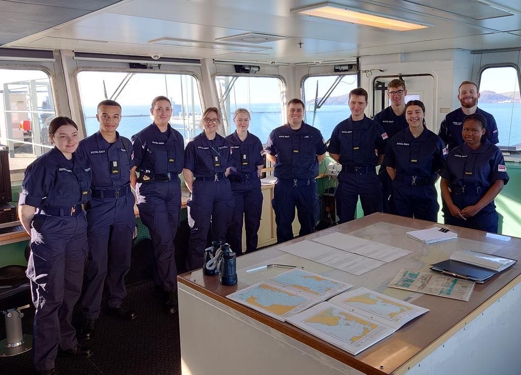 Thinking back to February when @URNUEastMid OC's went on @RFAMountsBay from Plymouth to Portsmouth where we participated in navigation, helicopter exercises, firefighting and first aid training ⚓️🛟

#URNU #LearnTodayLeadTomorrow #rfamountsbay #royalfleetauxiliary