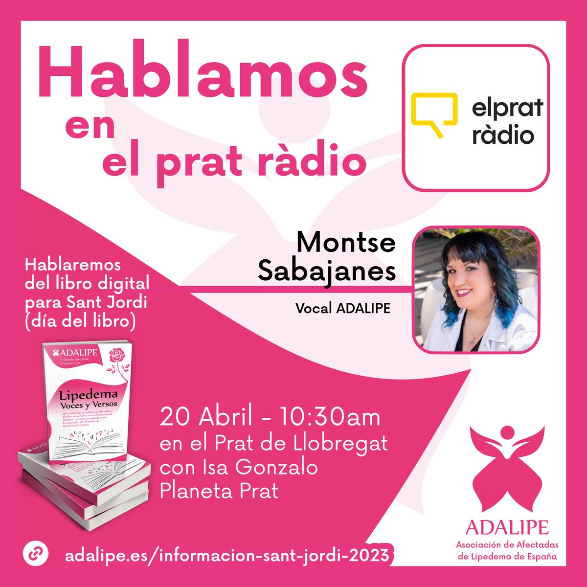 El próximo 20 de abril ADALIPE estará en <a href="/elpratradio/">elprat.ràdio</a> a las 10:30h para hablar del libro que hemos creado con historias de afectadas de lipedema para regalaros por Sant Jordi 🌹 📖 🐉 

adalipe.es/informacion-sa…

#juntassomosmasfuertes #lipedemaradio #lipedema