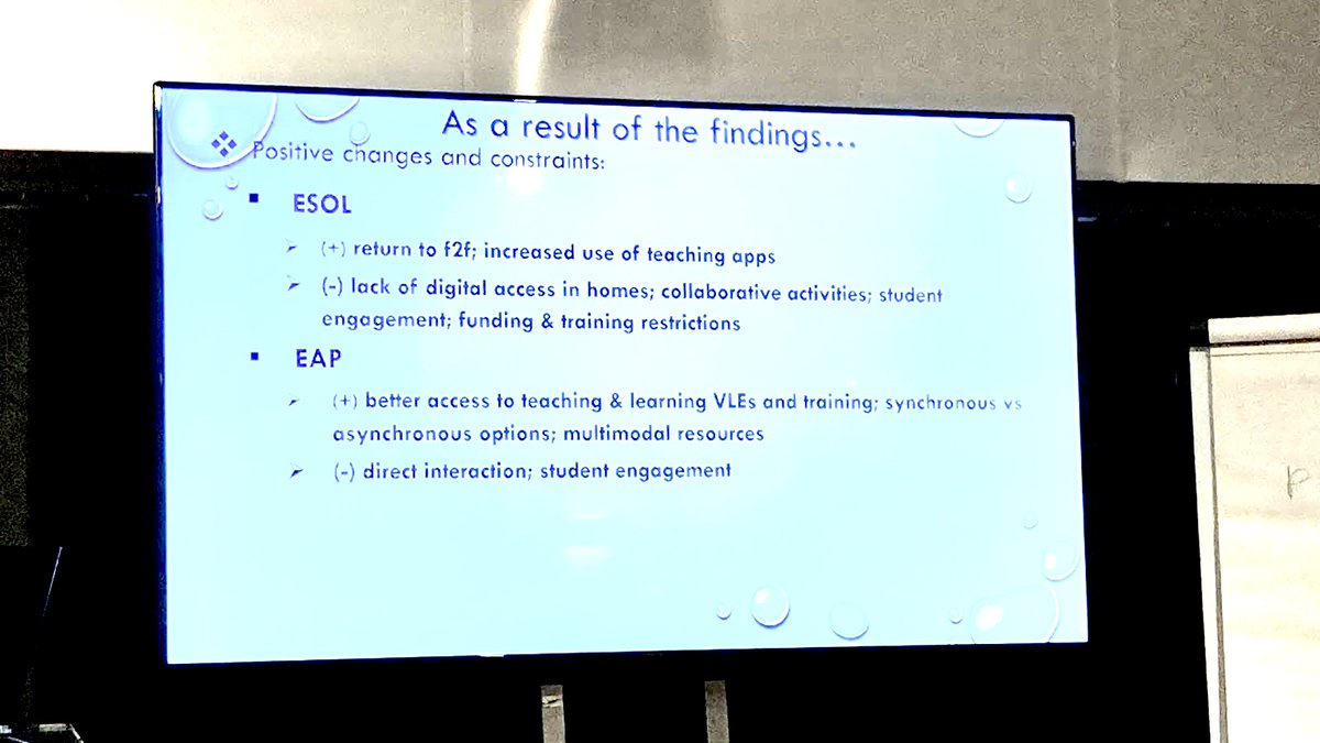 Some interesting insights came out of  @JuanaSimpson15's research into ELT teachers' perceptions of the online pivot... #IATEFL2023 #teachingOnline