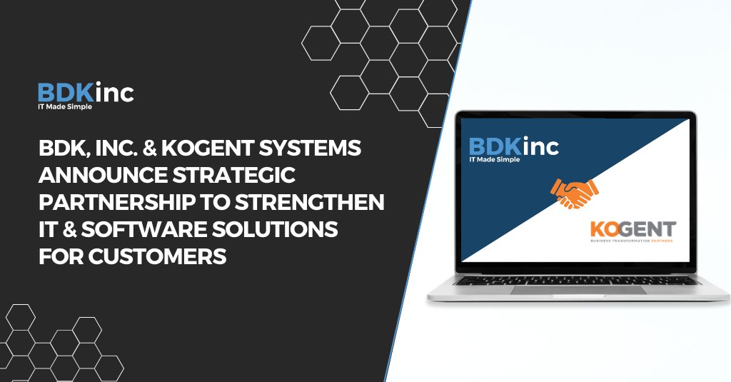 bdkinctech's tweet image. Today, BDK, Inc. and KOgent Systems announced today their strategic partnership, focused on offering new comprehensive business solutions for customers.

Read more: bdkinc.com/blog/bdk-inc-a…

#bdkinc #KOgentsystems #ITservicesprovider