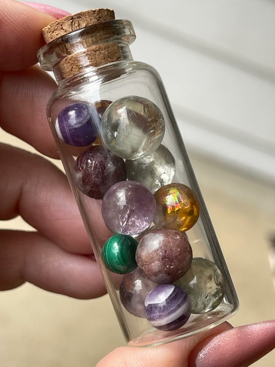 Boondockfinds's tweet photo. Mini Sphere Vial | Mini Crystal Spheres | Tourmaline, Citrine, Green Pink Purple Amethyst, Malachite Mini Spheres #marble #sphere #ball #collectible #crystal #gemstones #TuesdayRocks #minimalist https://t.co/OfhLUAXzCS