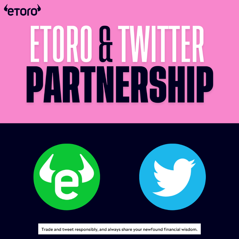 eToro's tweet photo. 📢 BIG NEWS for eToro users! Get ready for the ultimate power couple: eToro and Twitter! 💪🔥 We've joined forces to revolutionize the way you invest!

Follow $Cashtags and make trades in just a few clicks. Don't miss out on this partnership.

⚠ Your capital is at risk.