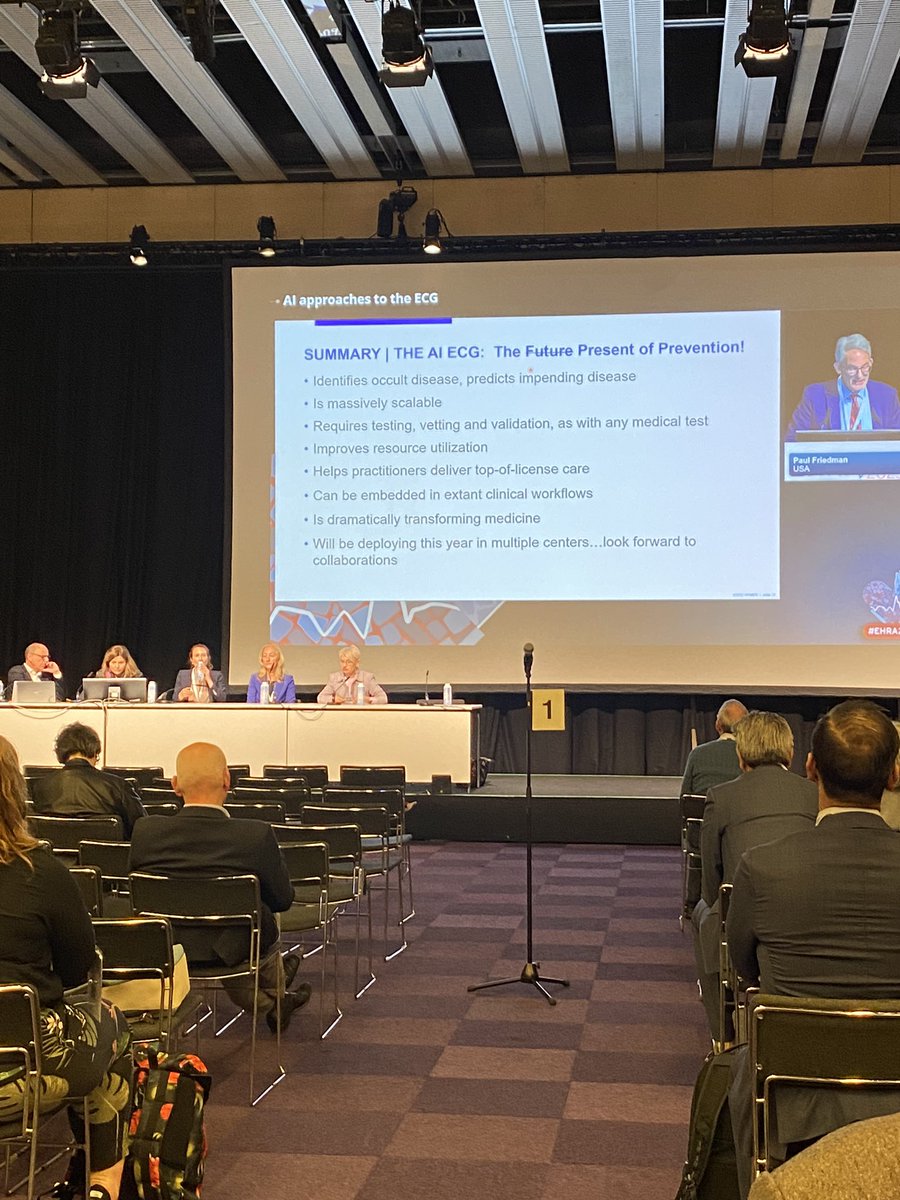 Revolutionizing ECG Interpretation with AI: Improving Accuracy and Speed for Better Patient Outcomes… #EHRA2023 Wow! What a session… Thanks to @GerdHindricks and the amazing speakers. Don’t miss it and check it on ESC 356 #speechless