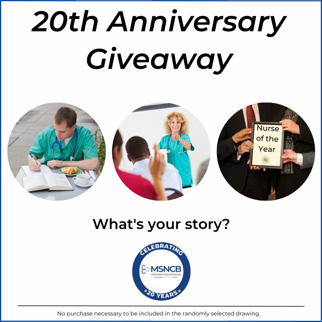 MedSurgNurses's tweet photo. MSNCB thanks the certificants that have contributed to our 20-year journey. Let us know what being a CMSRN means to you, and you could win a collection of CMSRN merchandise. A winner will be chosen by 4/30. #MedSurg #Nursing #MedSurgNursing #CMSRN #MSNCB20Y https://t.co/ORQOUnmYKm