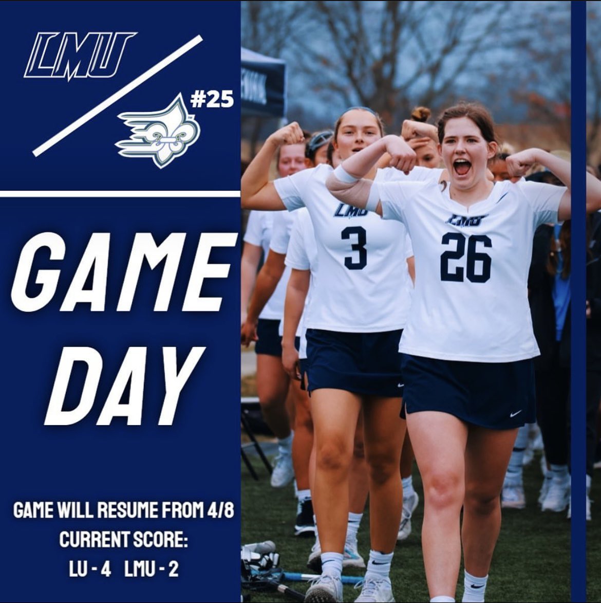 lmuwlax's tweet photo. Let’s try this again…

The Splitters head to SC to take on the # 25 team in the nation, to complete a big SAC match-up. The game will pick up from where it left off on April 8th, with the score of 4-2. Let’s Go LMU!! https://t.co/HZVQ52AAFB
