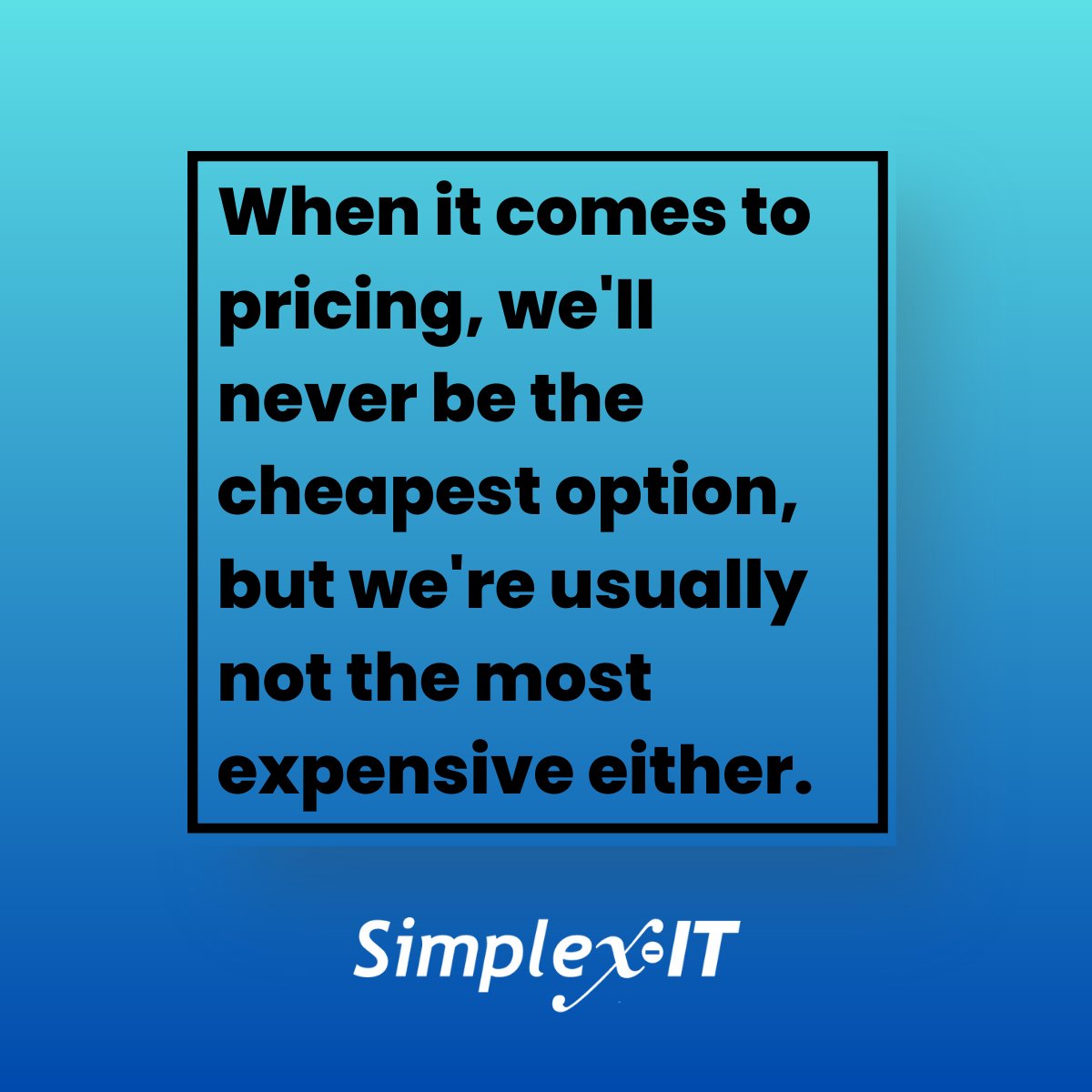 Simplex-IT generally falls in the mid to high range when comparing prices to other Managed Service Providers (MSPs). We focus on delivering high-quality service and building long-term relationships with our clients. #pricing #msp #technology